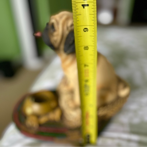 VTG Textured Pug Dog In Bed Doggy Lovers 3D Statue Candle Tea Light Holder - Picture 11 of 13